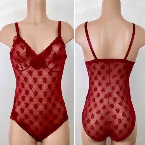 Vintage Other - Vintage Lorraine Teddy Sheer Red Lingerie Sexy Babydoll Chemise Nightie Lace Vtg